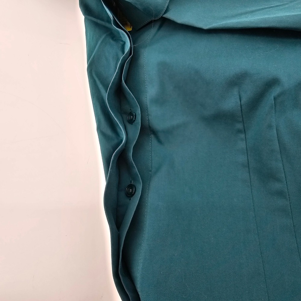 Taylor Investments Gold Label Shirt 12 Teal Non-Iron Cotton V-Neck Blouse NWT - Picture 9 of 9